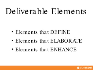 Deliverable Elements ,[object Object],[object Object],[object Object]