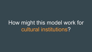 How might this model work for
cultural institutions?
 