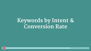 #ctaconf @danaditomaso
Keywords by Intent &
Conversion Rate
 
