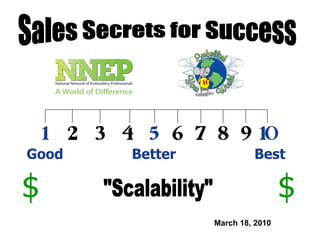 March 18, 2010 Sales Secrets for Success &quot;Scalability&quot; $ $ 