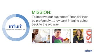 MISSION:
To improve our customers’ financial lives
so profoundly…they can’t imagine going
back to the old way
 