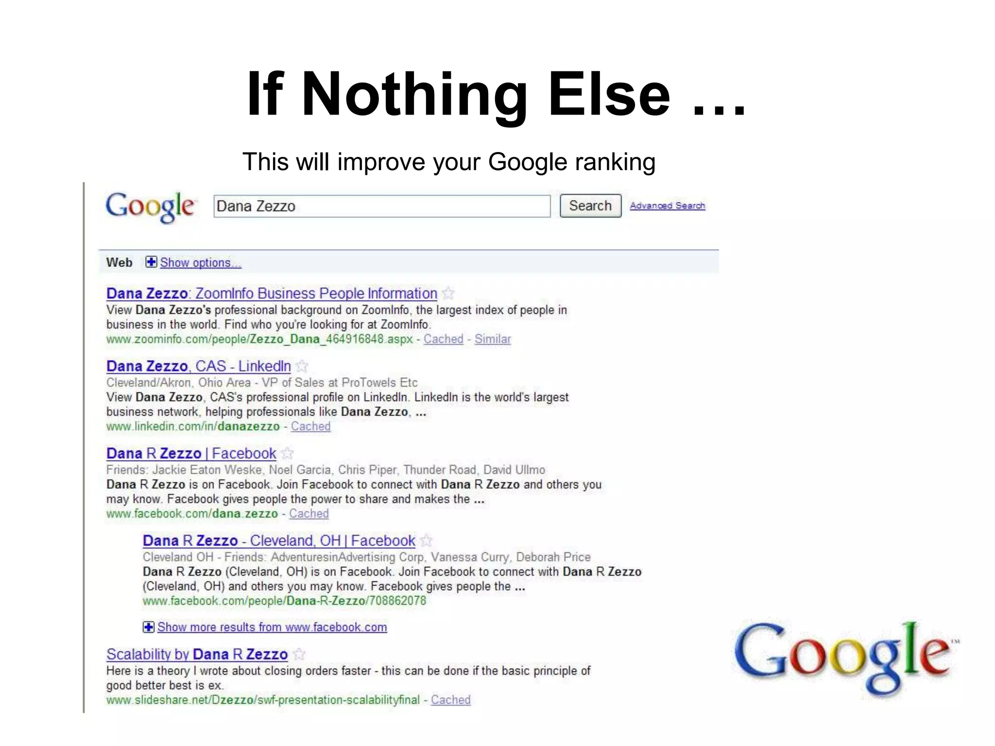 If Nothing Else …
This will improve your Google ranking
 
