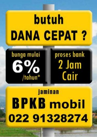 Dana Tunai Cepat Kilat Bank Bandung 02291328274 - BB 2855EB42 Bpkb Mobil 0,6%