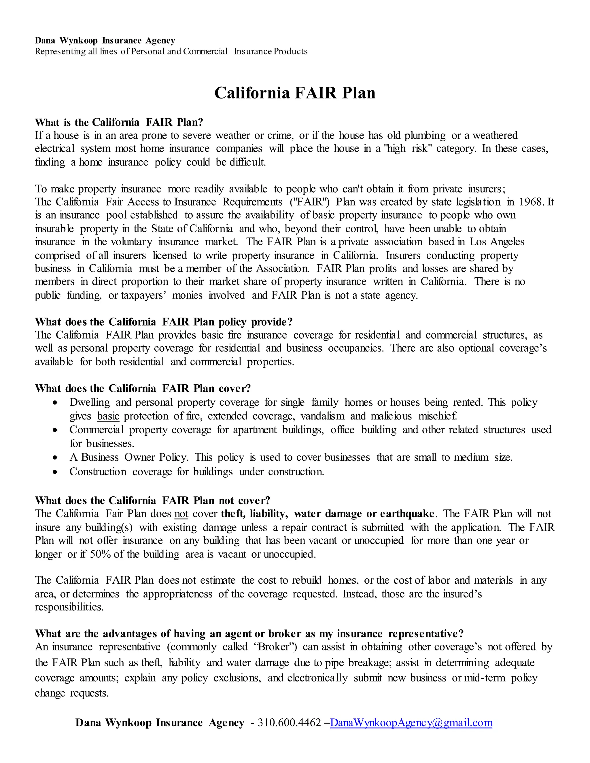 California FAIR Plan PDF
