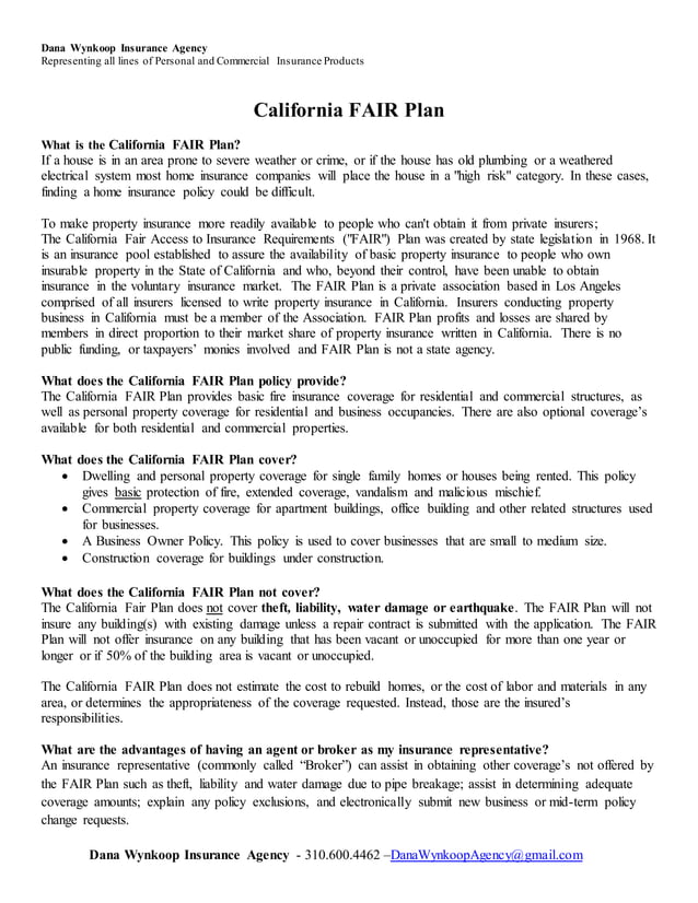 California FAIR Plan PDF