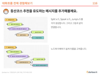 danbee Inc 기업담당자 교육 자료 | 적극 배포 장려
대화흐름 전체 경험해보기 116
 