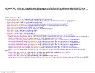 RDF/XML at http://statistics.data.gov.uk/id/local-authority-district/00HA ...
Tuesday, 2 November 2010
 