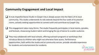 A truly impactful Dance Studio in Cooper City is deeply woven into the fabric of its local
community. This studio understands its role extends beyond the four walls of its practice
rooms, actively seeking opportunities to connect with and contribute to Cooper City.
This engagement takes many forms. The studio frequently participates in local events, parades,
and festivals, showcasing student talent and bringing the joy of dance to a wider audience.
Community Engagement and Local Impact
They may collaborate with local schools, offering outreach programs or workshops that
introduce dance to children who might not otherwise have access. Performance
opportunities, both within the studio and at community venues, provide valuable experience
for students and entertainment for residents.
 