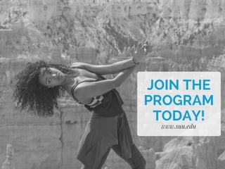 www.suu.edu
JOIN THE
PROGRAM
TODAY!
 