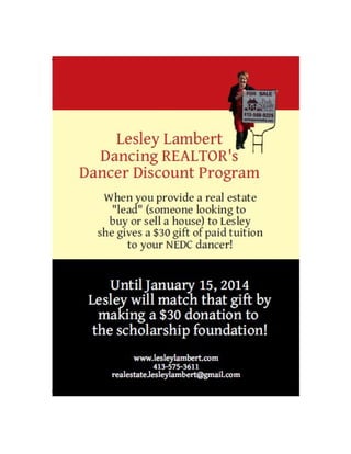 Lesley Lambert, Dancing REALTOR's Dancer Discount Program