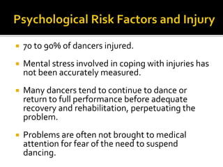 Dancers' mental health: a review of the evidence | PPTX