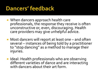 Dancers' mental health: a review of the evidence | PPTX