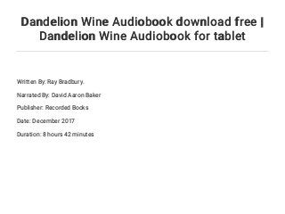 dandelion wine book review