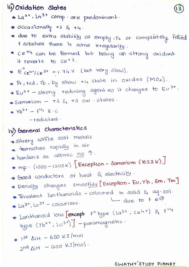 D And F Block Elements Notes Pdf