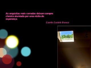 As angústias mais cerradas deixam sempre clareira alumiada por uma réstia de esperança. Camilo Castelo Branco 