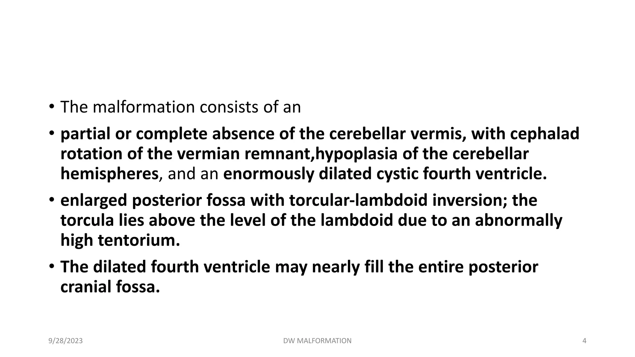 Torcular Inversion DANDYWALKER MALFORMATION | PDF