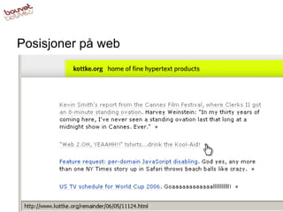 Posisjoner på web 