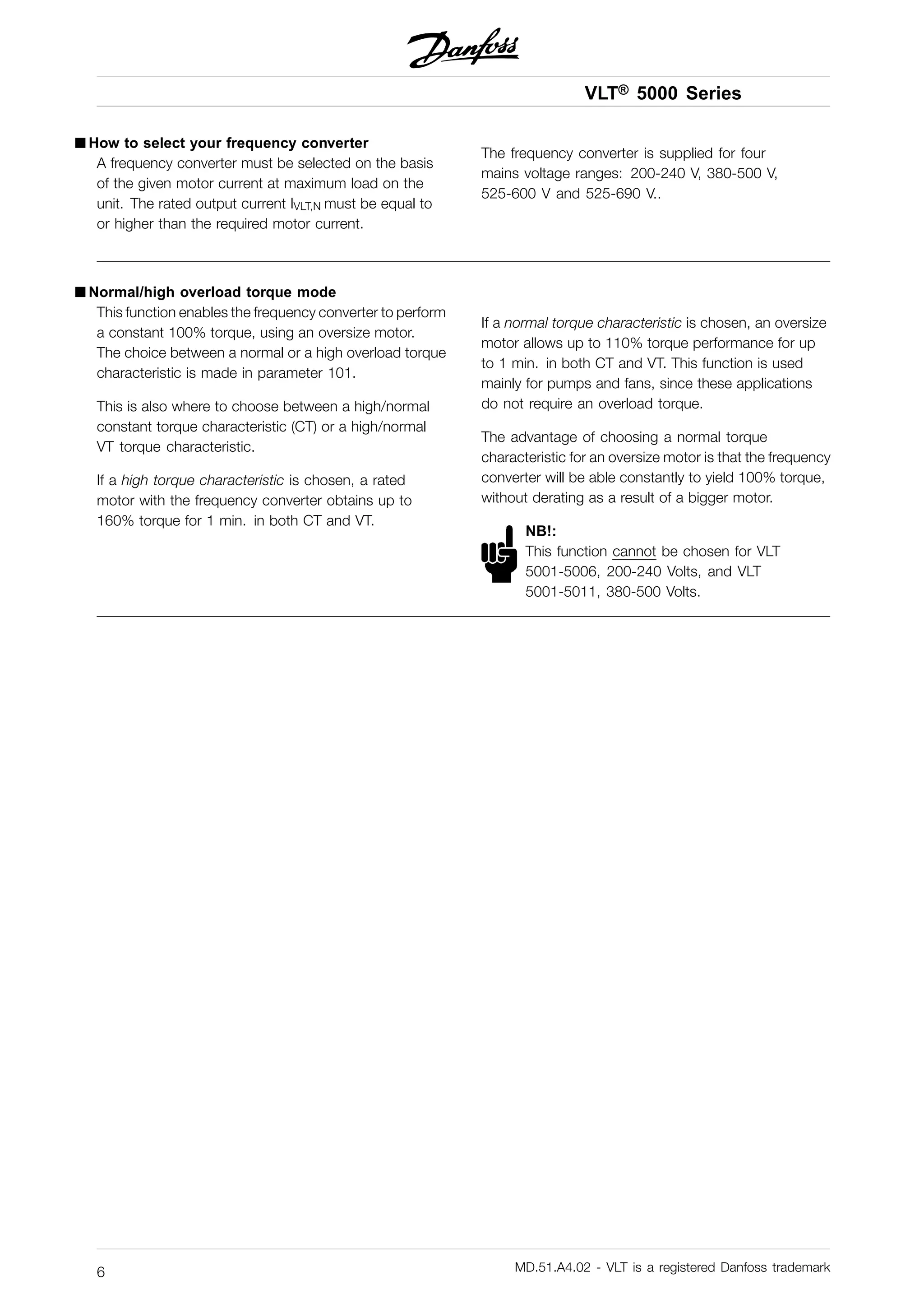 Danfoss vlt-5000 | PDF