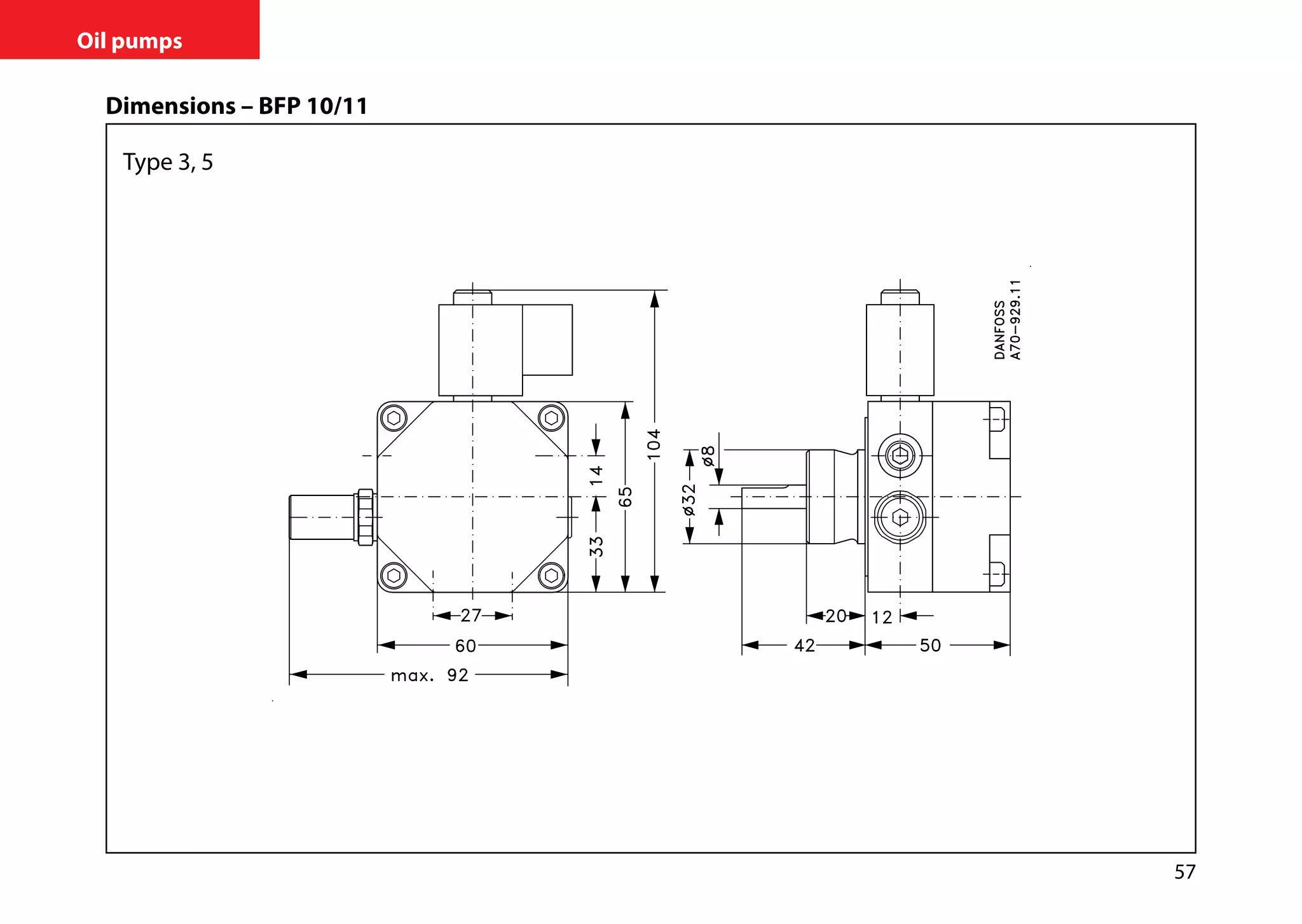 57
Oil pumps
Dimensions – BFP 10/11
Type 3, 5
 