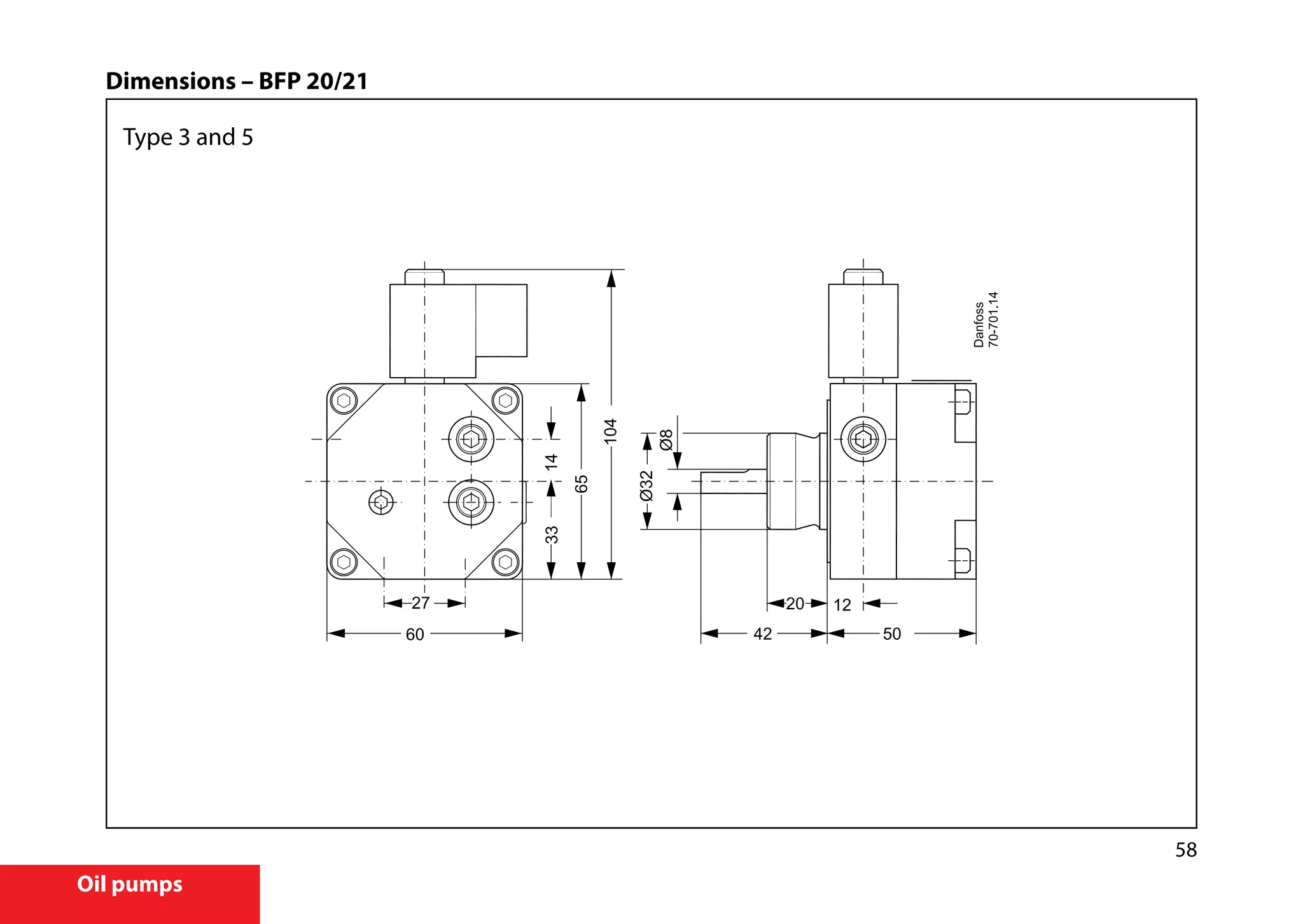 58
Oil pumps
Dimensions – BFP 20/21
Type 3 and 5
 
