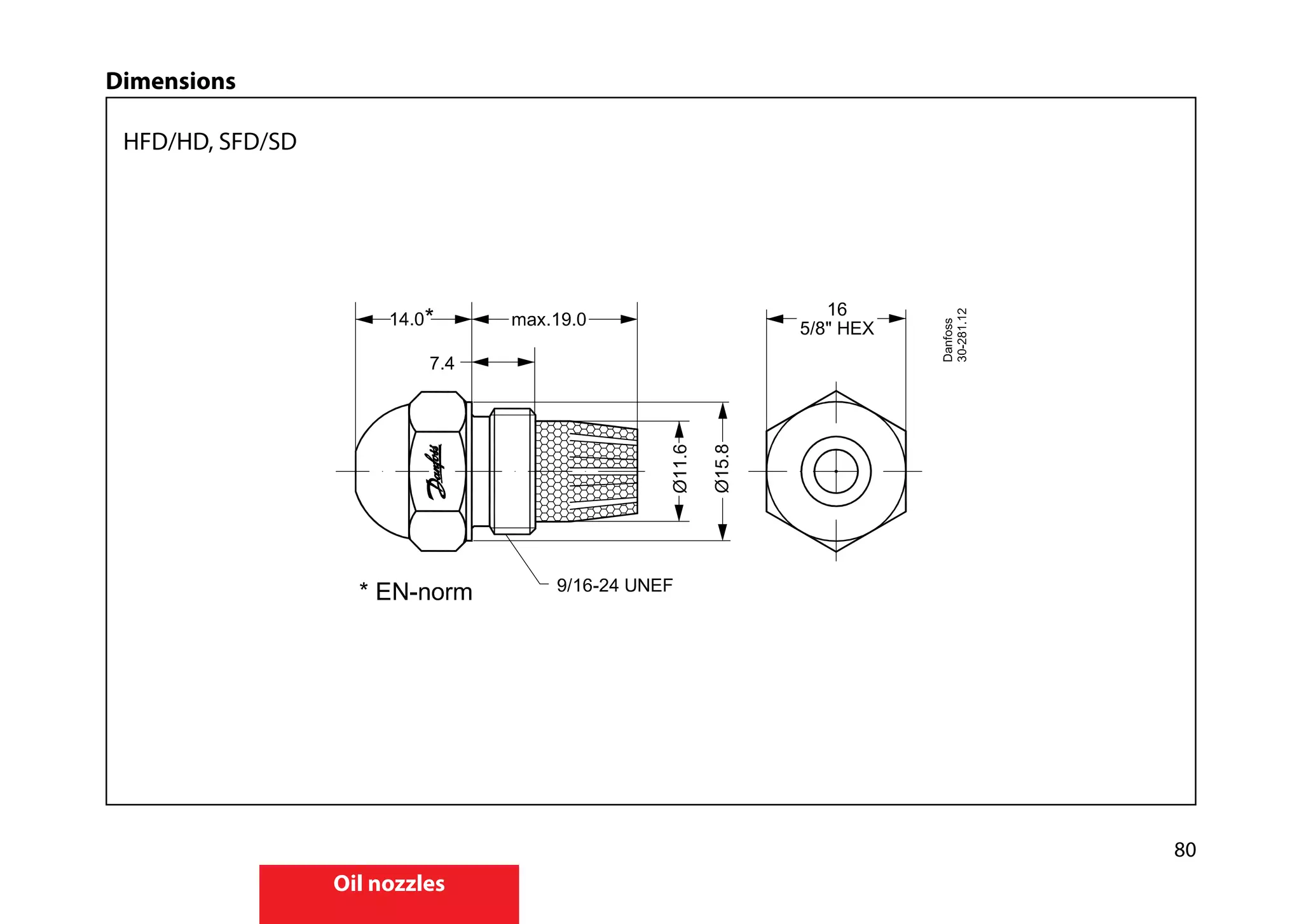 80
Oil nozzles
Dimensions
HFD/HD, SFD/SD
 