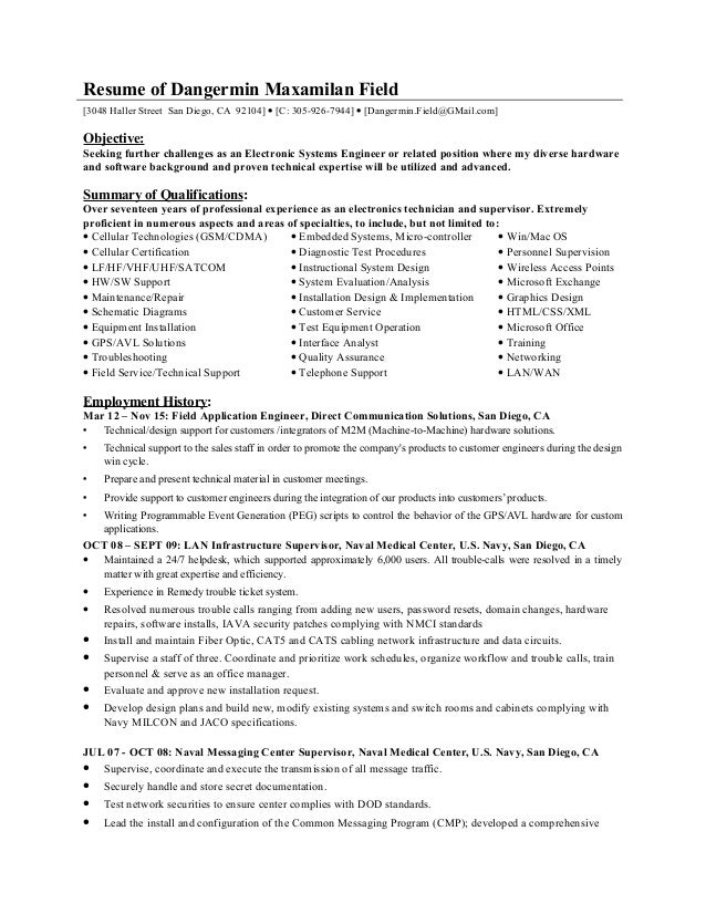 dangermin field resume 2016