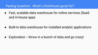 Dangerous on ClickHouse in 30 minutes, by Robert Hodges, Altinity CEO | PDF