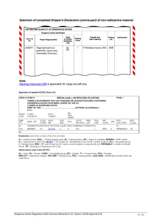 Dangerous Goods Regulations 2020 Instructor Mohamed A. M. Tayfour | SCAA Approval # 49 55 / 61
 