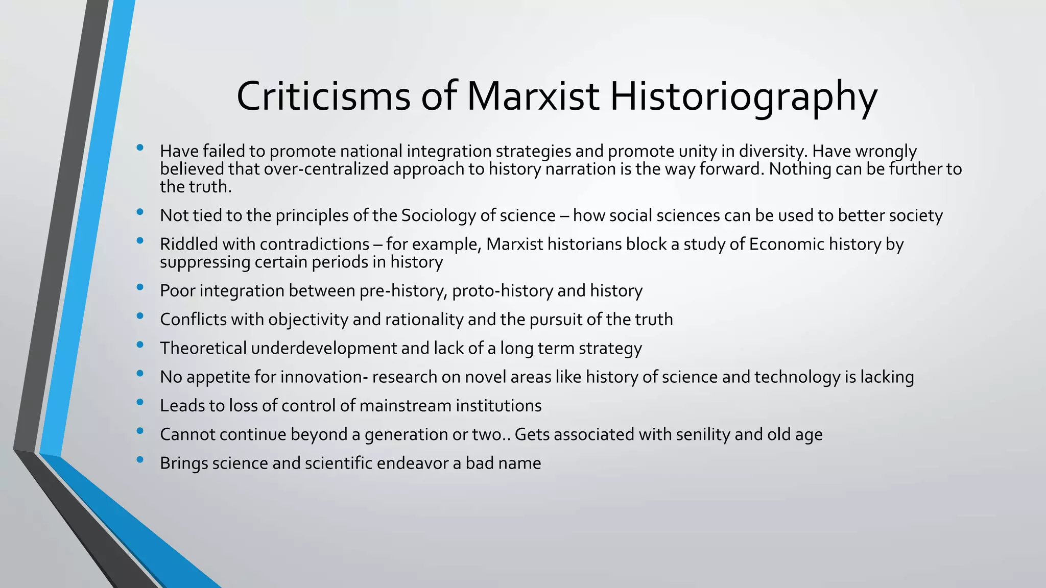 Dangers and limitations of marxist historiography from a non religious ...