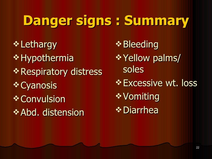 Danger signs in newborns