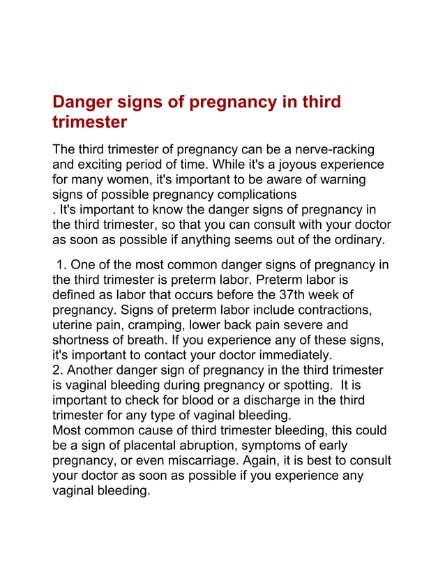Danger signs of pregnancy in third trimester the most 5 Warning Signs.docx