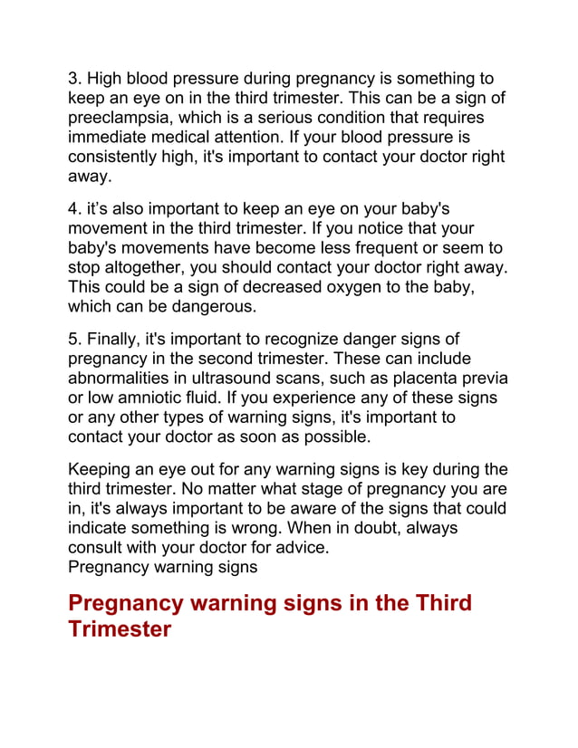 Visual Reference: Danger Signs Of Pregnancy In Third Trimester The Most 5