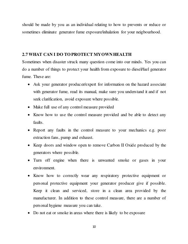 Dangers of inhaling generator fume by c.u.ebong
