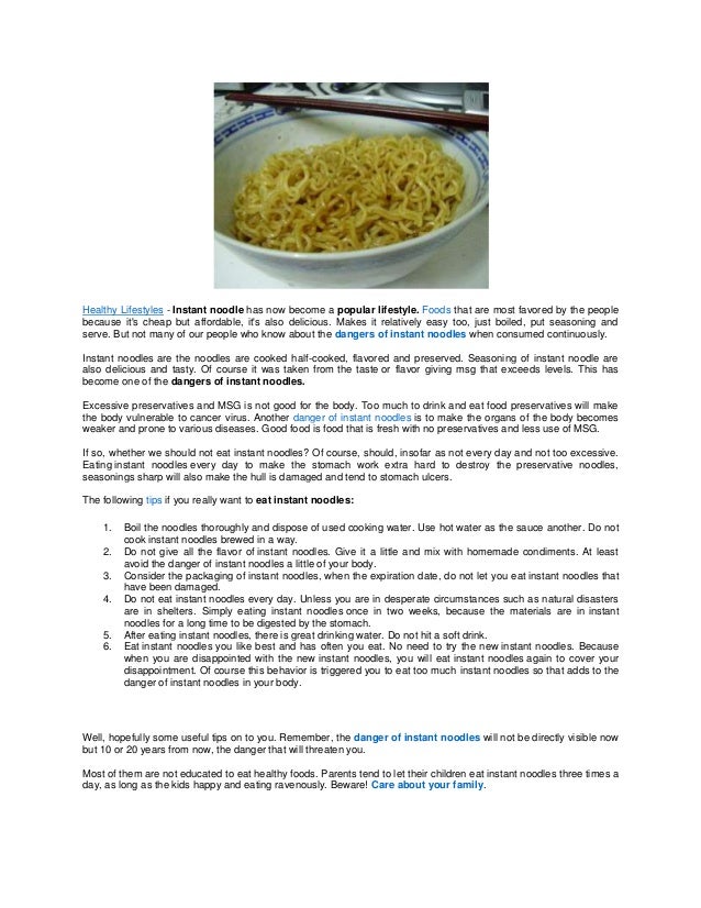 Dangers of instant noodles