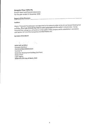 Dangote Flour Mill annual report 2018