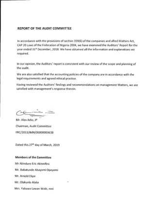 Dangote Flour Mill annual report 2018