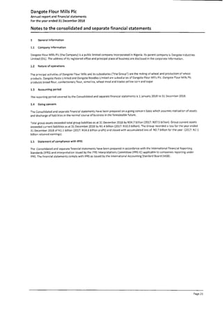 Dangote Flour Mill annual report 2018
