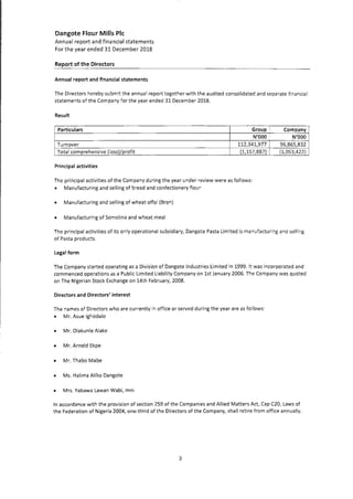 Dangote Flour Mill annual report 2018