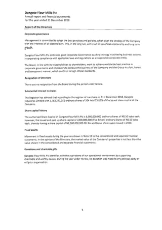 Dangote Flour Mill annual report 2018
