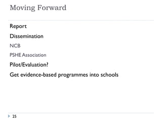 Humphrey, 2002: “SEAL (as implemented by schools in our sample) failed to impact significantly upon pupils’ social and emotional skills, general mental health difficulties, pro-social behaviour or behaviour problems.” 