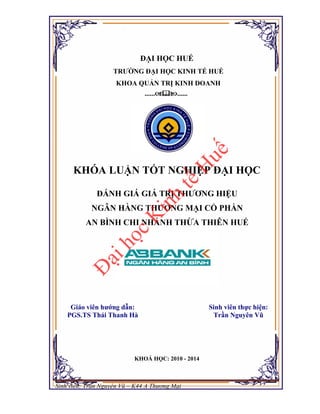 Đề tài: Đánh giá giá trị thương hiệu Ngân hàng Vietcombank, HOT