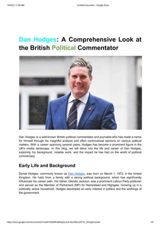 Dan Hodges-A Comprehensive Look at the British Political Commentator