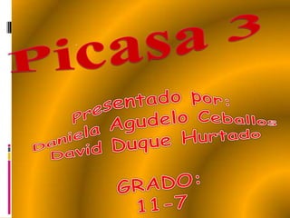 Picasa 3 . Presentado por: Daniela Agudelo Ceballos David Duque Hurtado GRADO: 11-7 