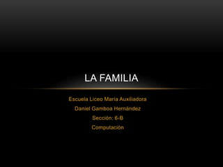 Escuela Liceo María Auxiliadora
Daniel Gamboa Hernández
Sección: 6-B
Computación
LA FAMILIA
 