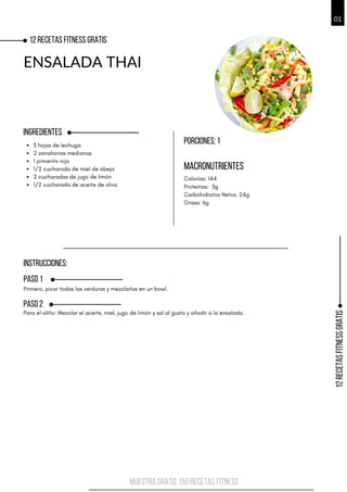 12
recetas
fitness
GRATIS
01
INGREDIENTES
INSTRUCCIONES:
PASO 1
PASO 2
3 hojas de lechuga
2 zanahorias medianas
1 pimiento...
