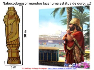Nabucodonosor mandou fazer uma estátua de ouro: v.130 m3 mPr. Welfany NolascoRodrigues  http://esbocopregacao.blogspot.com/