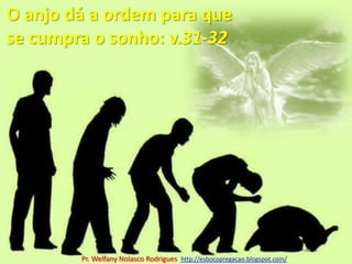 O anjo dá a ordem para que se cumpra o sonho: v.31-32Pr. Welfany NolascoRodrigues  http://esbocopregacao.blogspot.com/