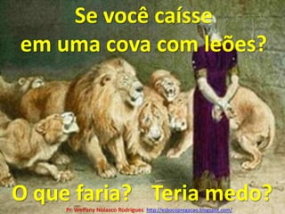 Se você caísseem uma cova com leões?O que faria? Teria medo?Pr. Welfany NolascoRodrigues  http://esbocopregacao.blogspot.com/