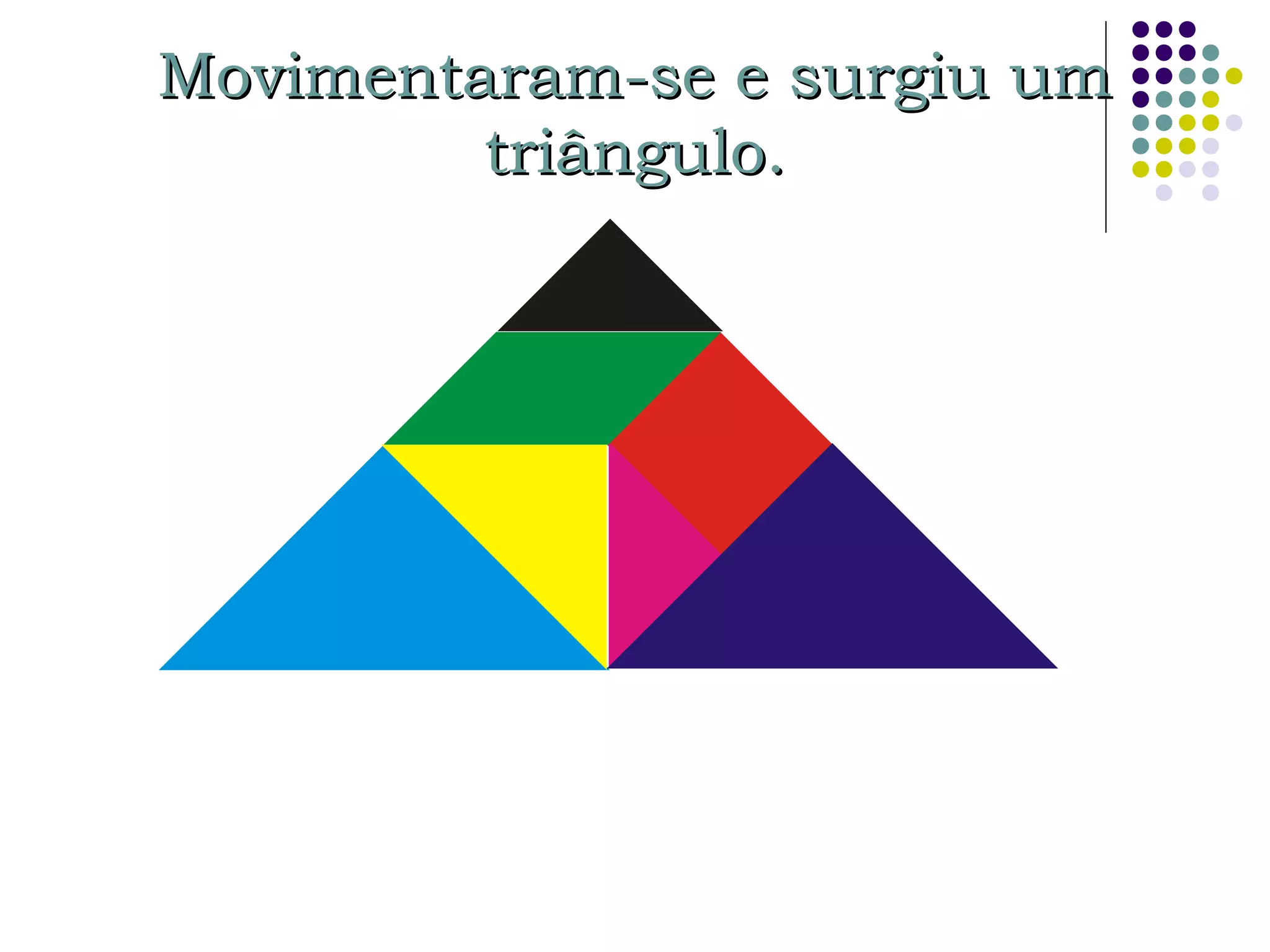 Movimentaram-se e surgiu umMovimentaram-se e surgiu um
triângulo.triângulo.
 