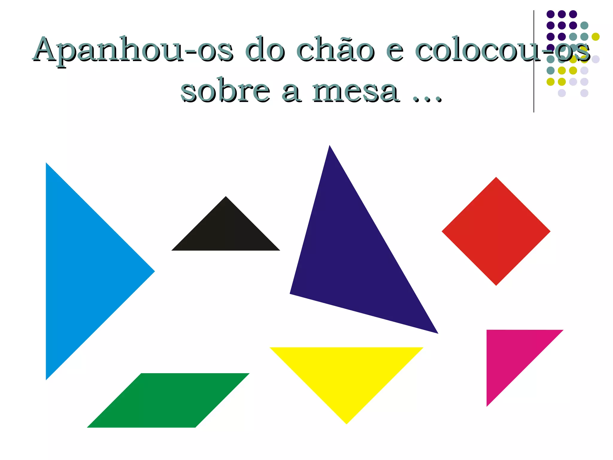 Apanhou-os do chão e colocou-osApanhou-os do chão e colocou-os
sobre a mesa …sobre a mesa …
 